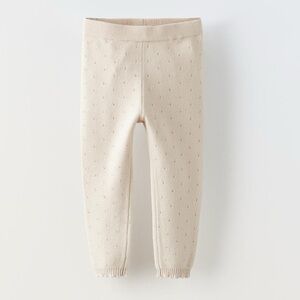 Zara Kids open weave Beige Knit Leggings